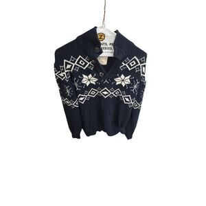 Weatherproof Vintage Navy Fair Isle Shawl Collar Sweater – Men’s Medium